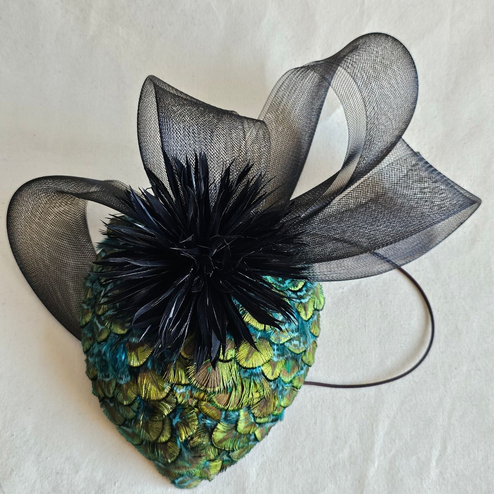 Valentina Peacock Feather Heart-Shaped Cocktail Hat