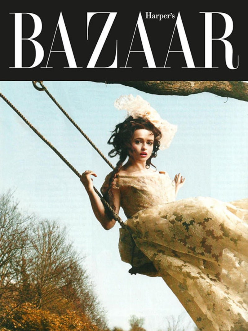 Helena Bonham Carter wearing Nerida Fraiman hat for Harper’s Bazaar.