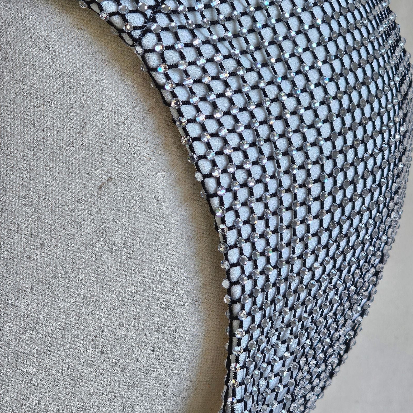 Detail of beautiful ivory crystal aviator cap.