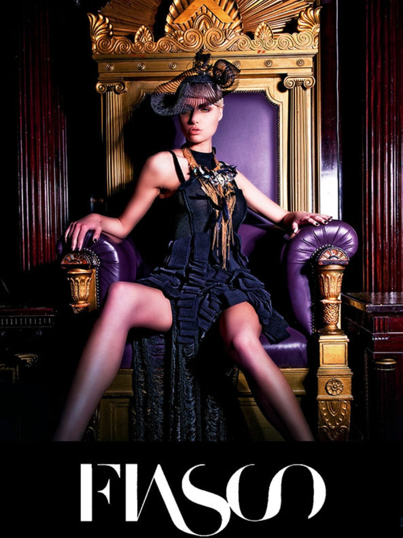 Model wearing Nerida Fraiman hat for Fiasco magazine.